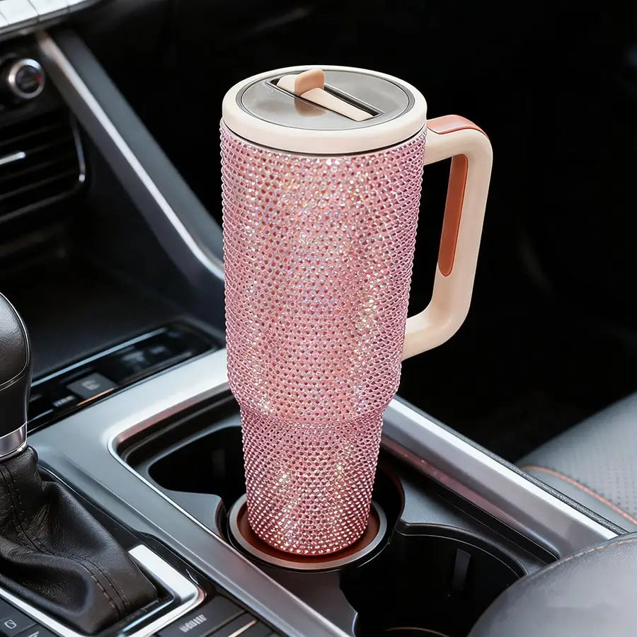 Bling Rhinestone Tumbler Stainless Steel Vacuum Insulated With Handle