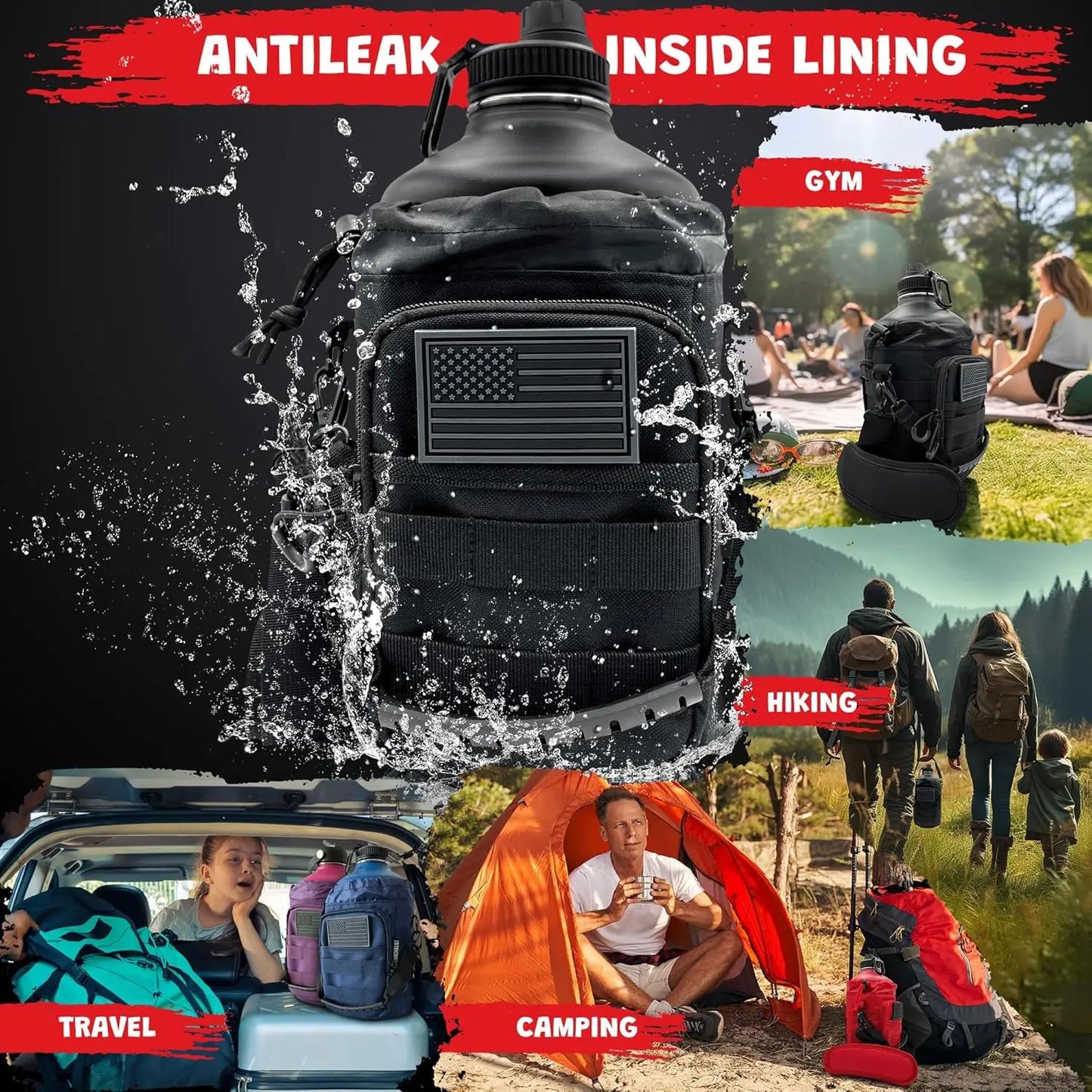 Insulated Stainless Steel Water Bottle With Holder And Straw Lid