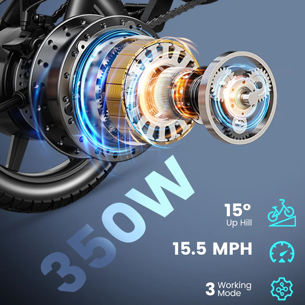 Dyu Foldable Electric Bike For Adults 500W Peak 20 MPH City Commuter