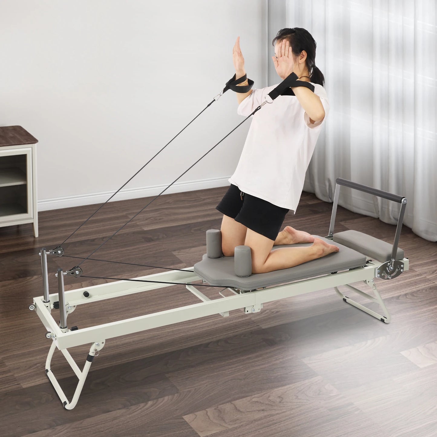 Pilates Reformer Foldable Machine With Dual Resistance Springs And Cords
