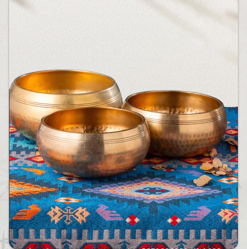 NONED Tibetan Brass Singing Bowl for Sanskrit Yoga Meditation and Healing