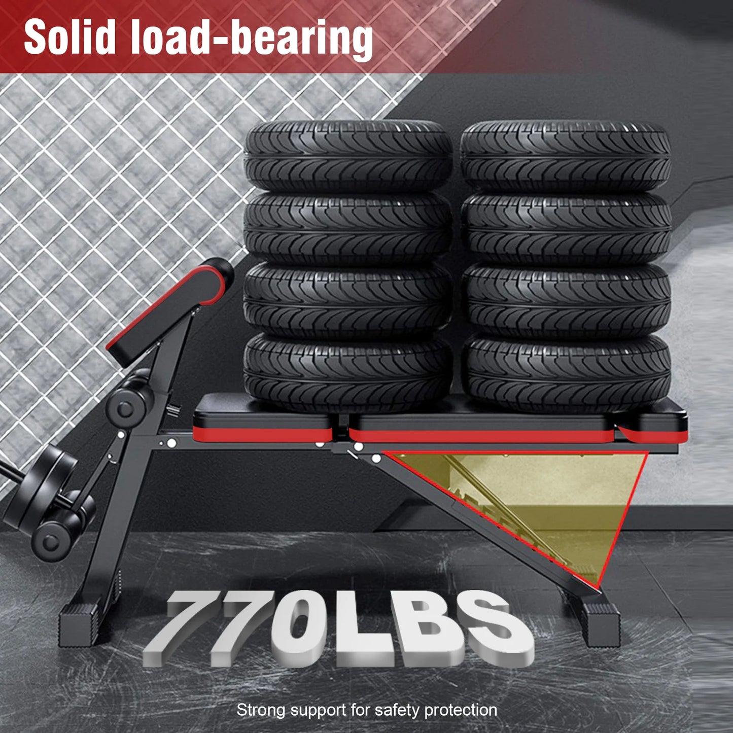 7 Level Foldable Weight Bench With Incline Extended Headrest