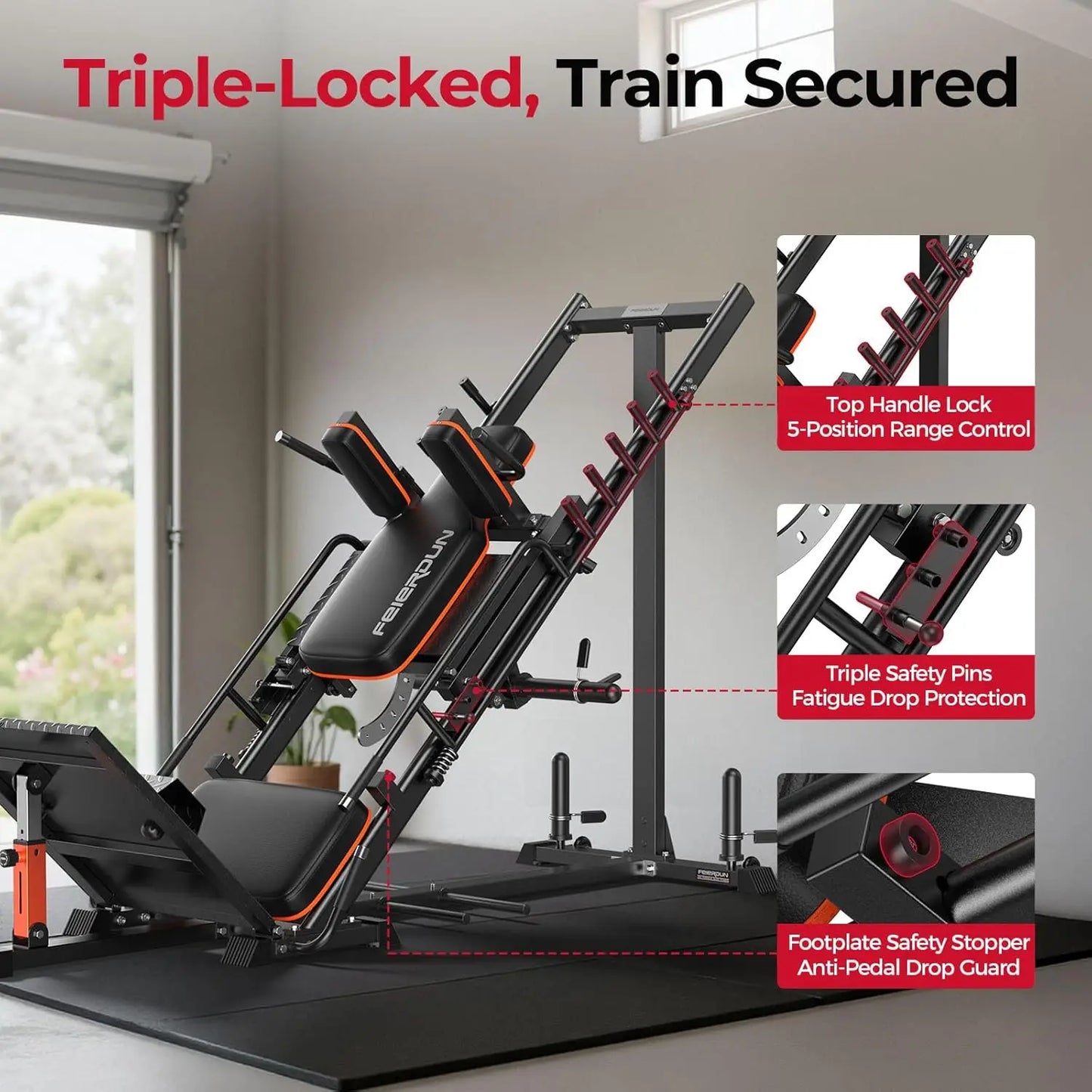 FED Fitness 3 In 1 Leg Press Hack Squat Machine For Home Gym