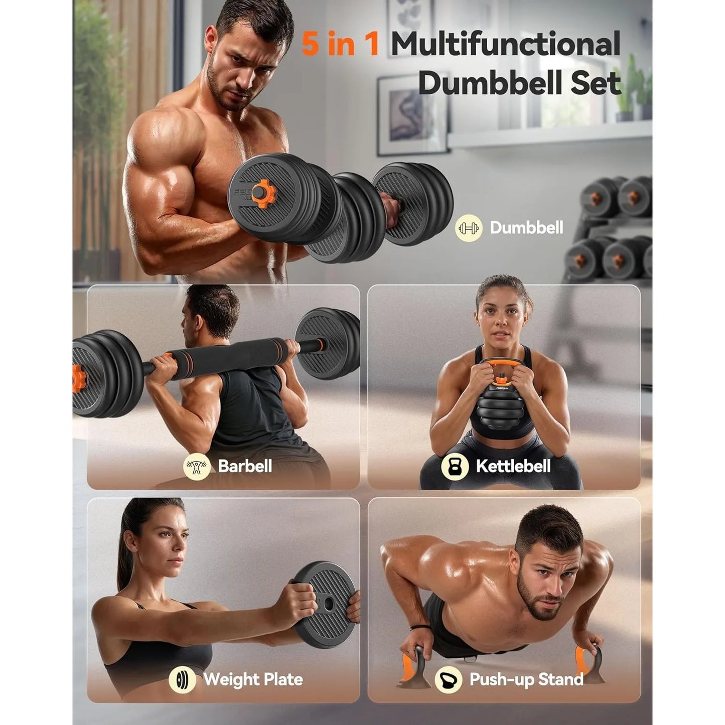 FED Fitness Adjustable Dumbbells Five In One Strength Set