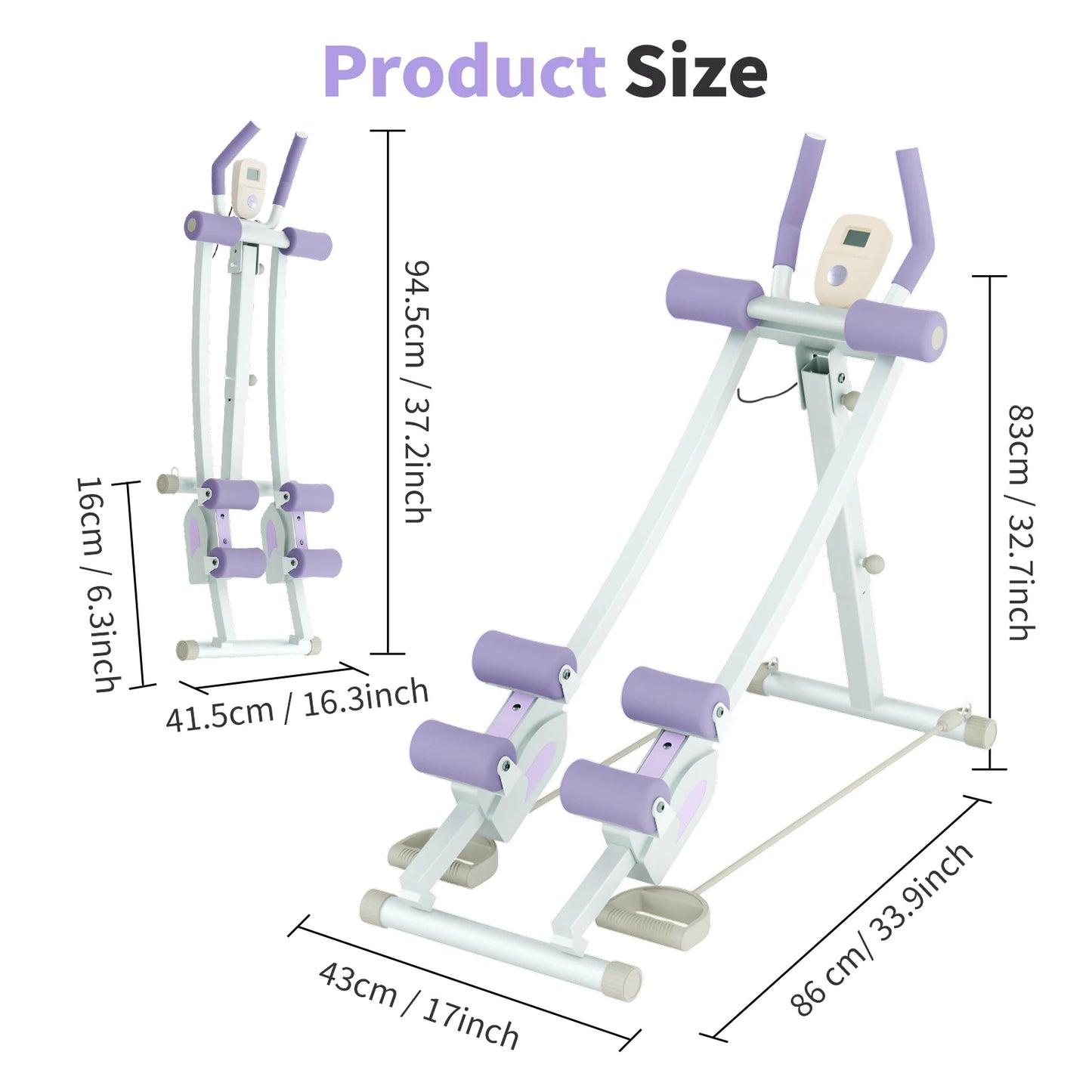 Abdominal Curling Exercise Machine Foldable Dual Track Core Training Home Gym