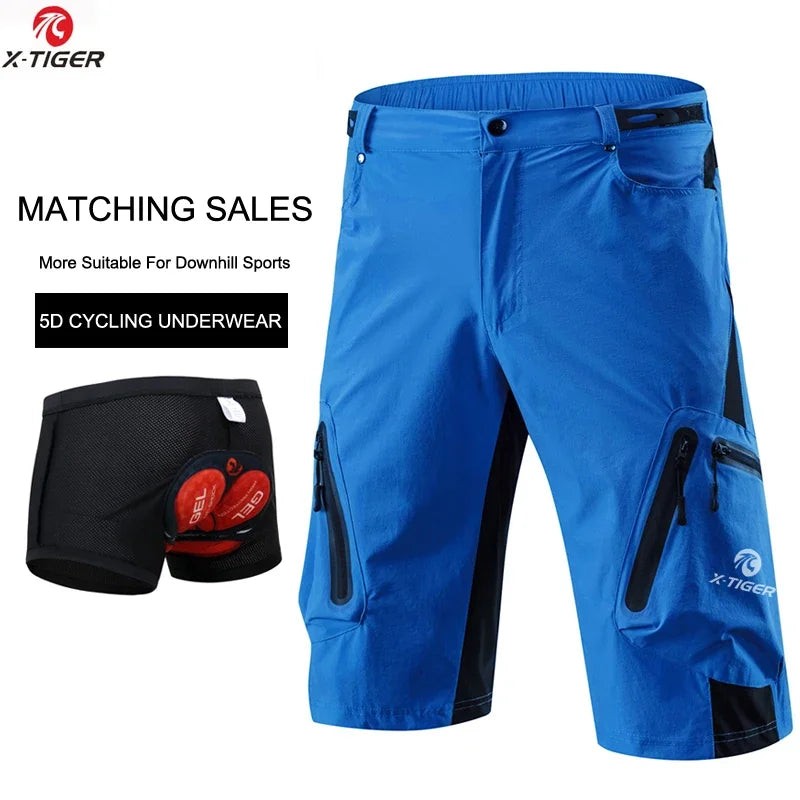 X-TIGER Men Cycling Shorts With 5D Gel Pad MTB Downhill