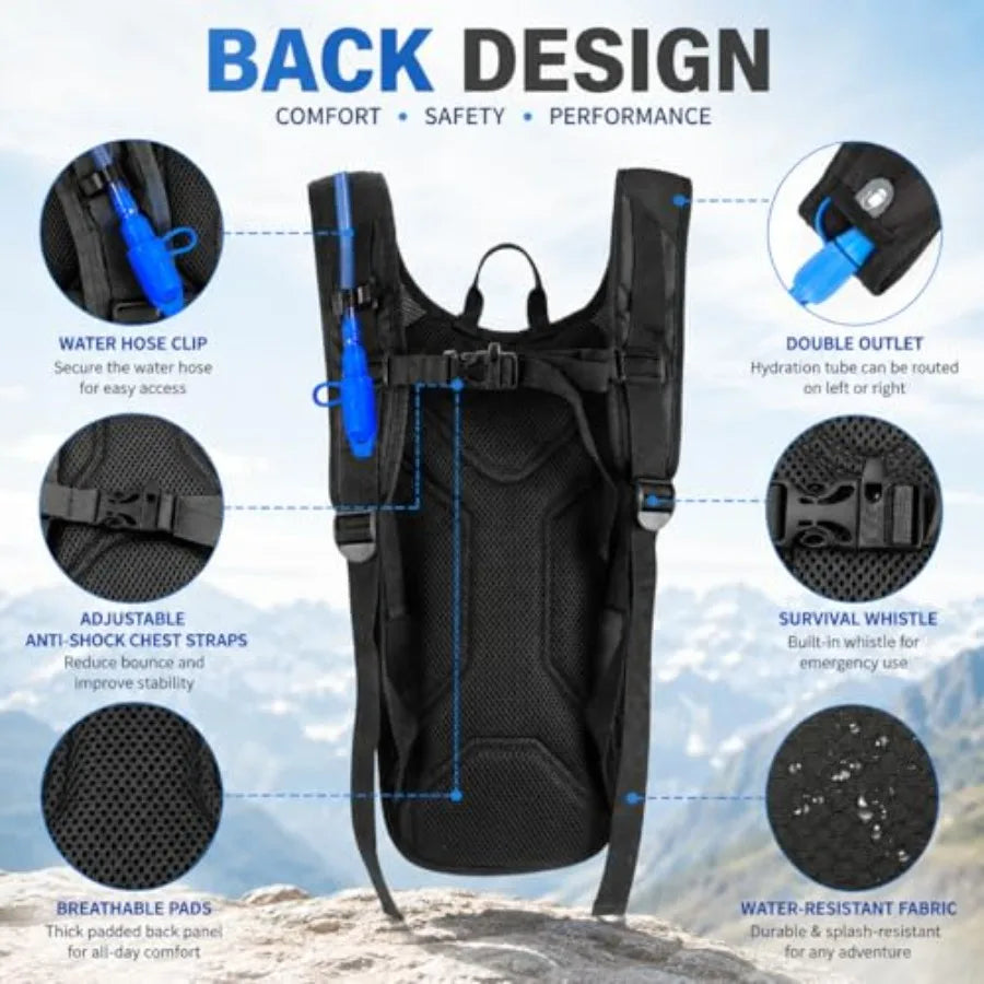 Hydration Backpack Water Bladder Pack For Hiking Cycling Running