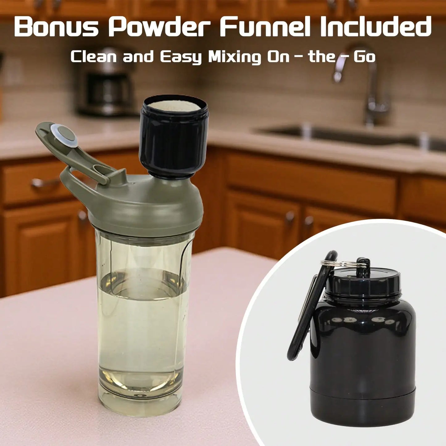 Two Pack Shaker Bottles With Pill Organizer And Storage