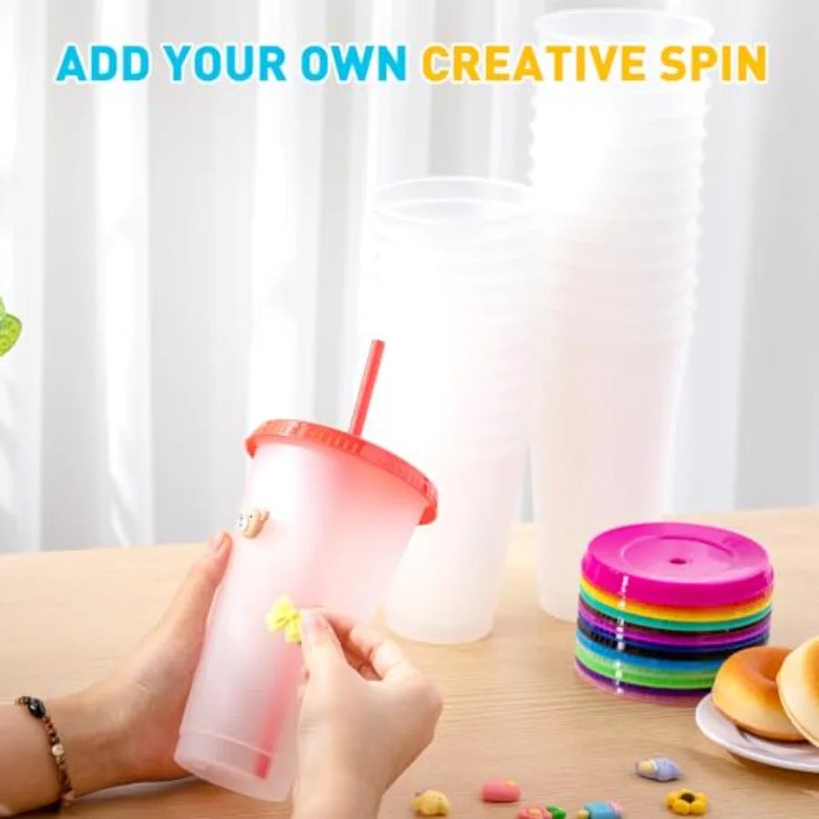 Reusable Plastic Clear Tumbler With Straw And Lid BPA Free