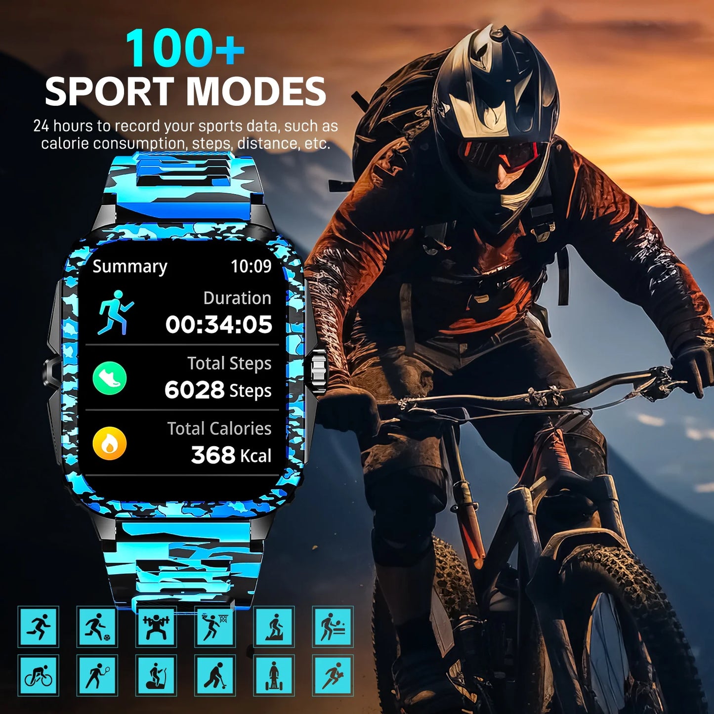 LaNikar Smart Watch 3ATM Waterproof Fitness Tracker Heart Rate Bluetooth