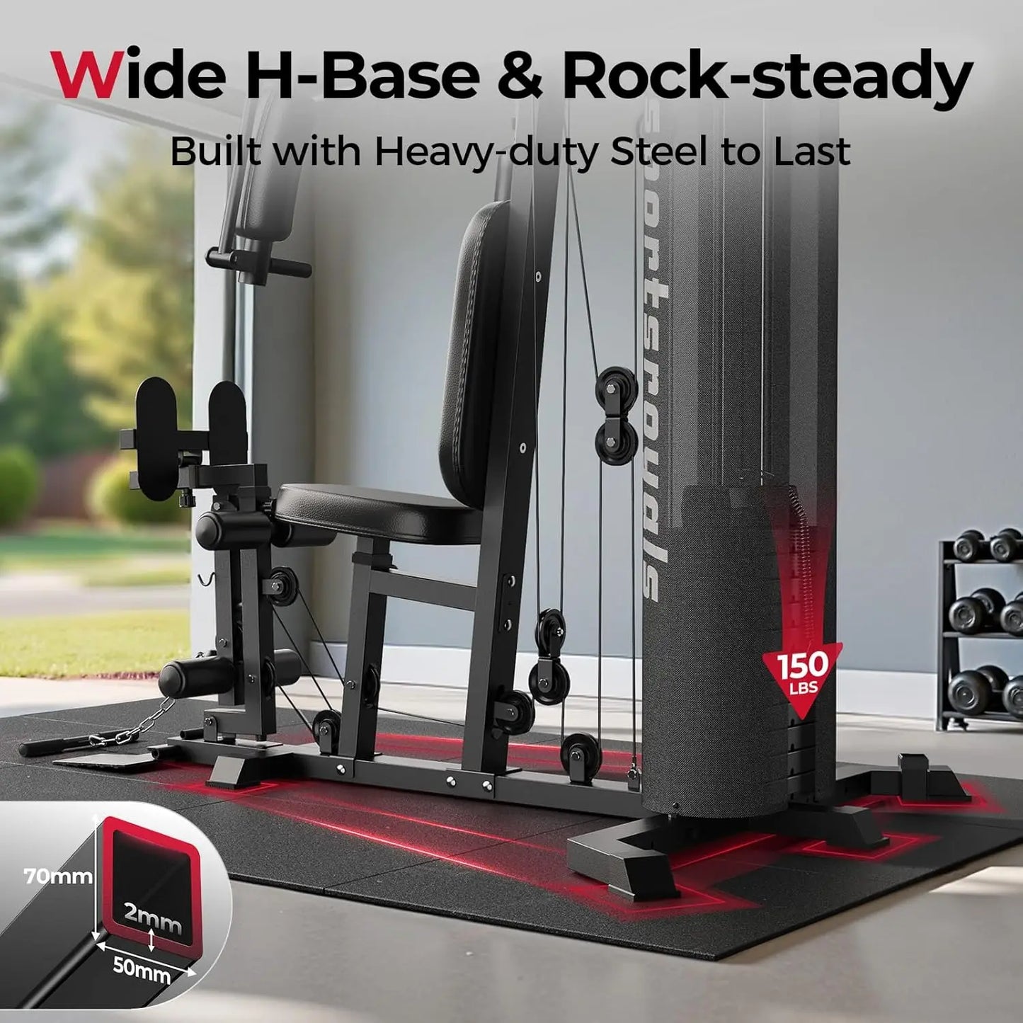 FED Fitness Home Gym With Pulley System And 150LBS Stack