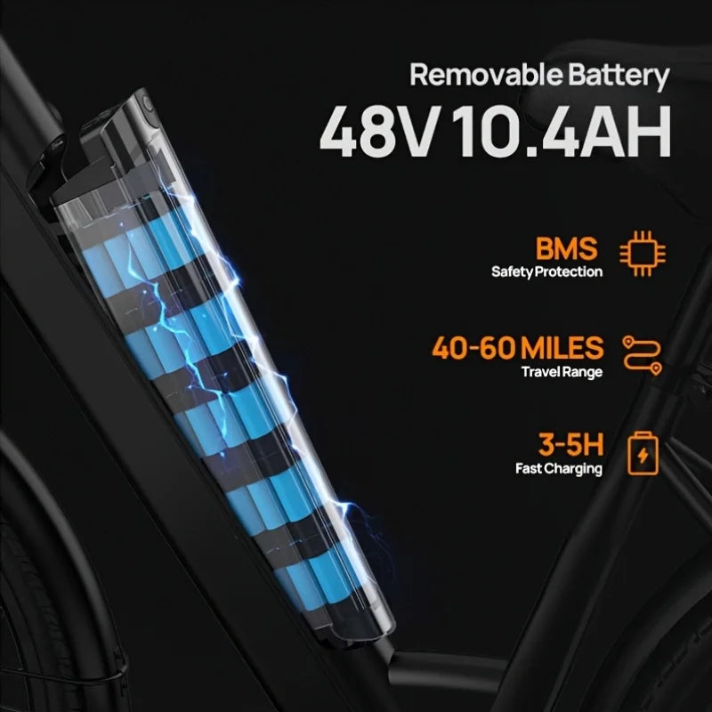 URLIFE Peak 750W E26 Electric Bike For Adults Removable 48V Battery