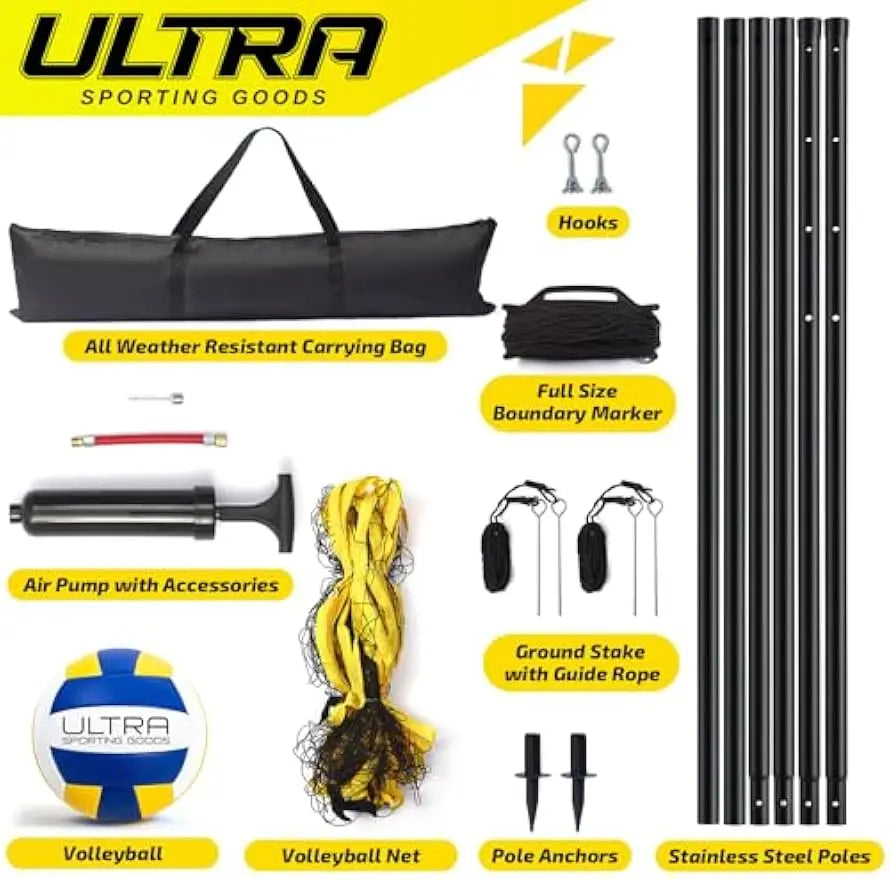 Volleyball Set With Net Poles Ball And Pump For Outdoors