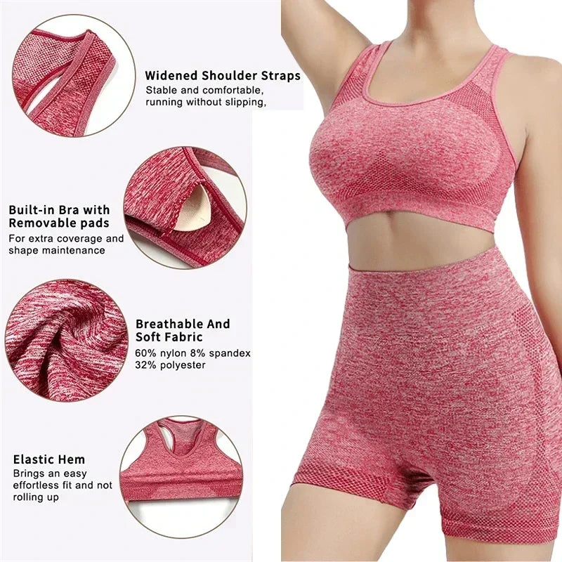 Womens Yoga Set With Seamless Sports Bras And Workout Tops