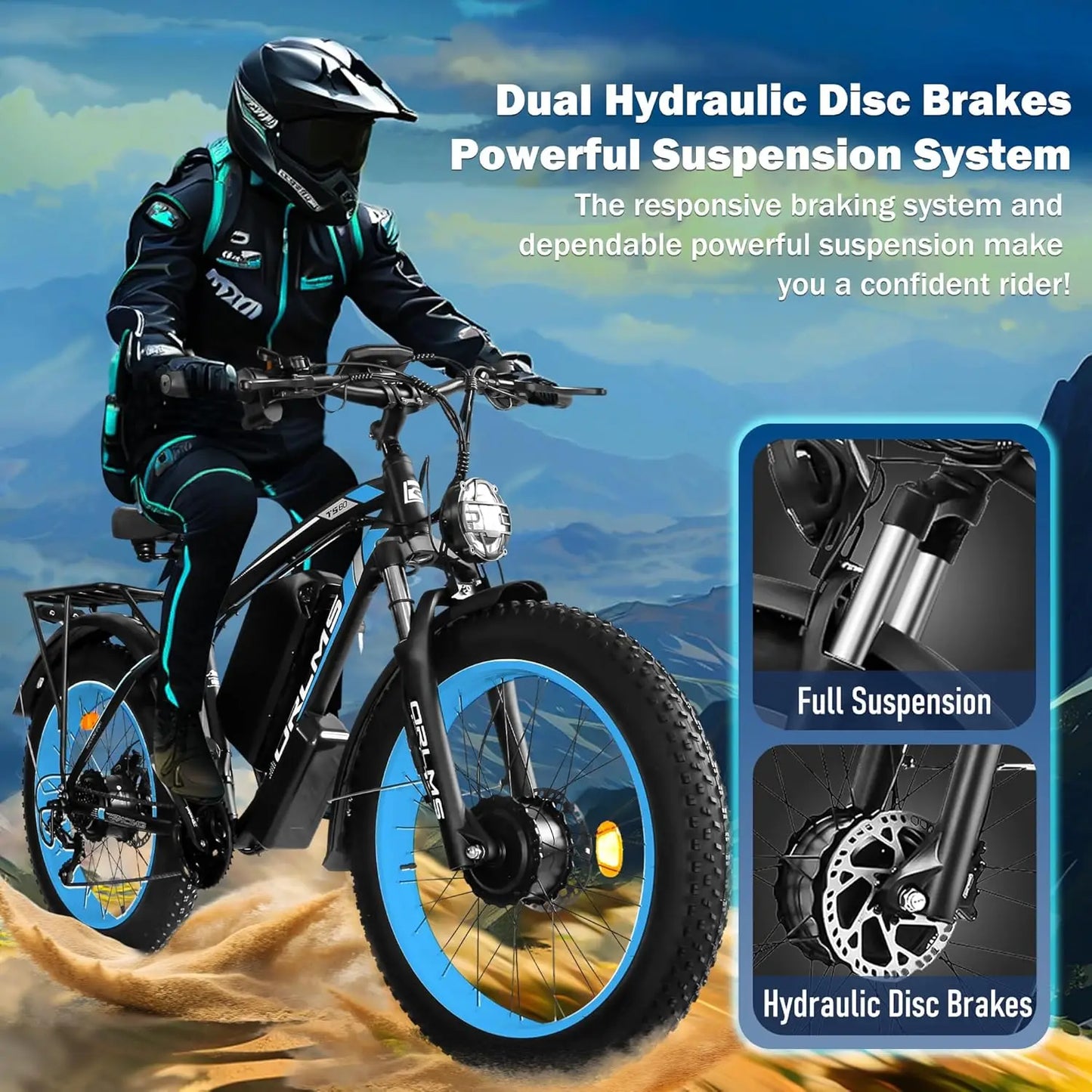 TS60 5000W Dual Motor EBike 60V 25Ah Battery Alloy Frame