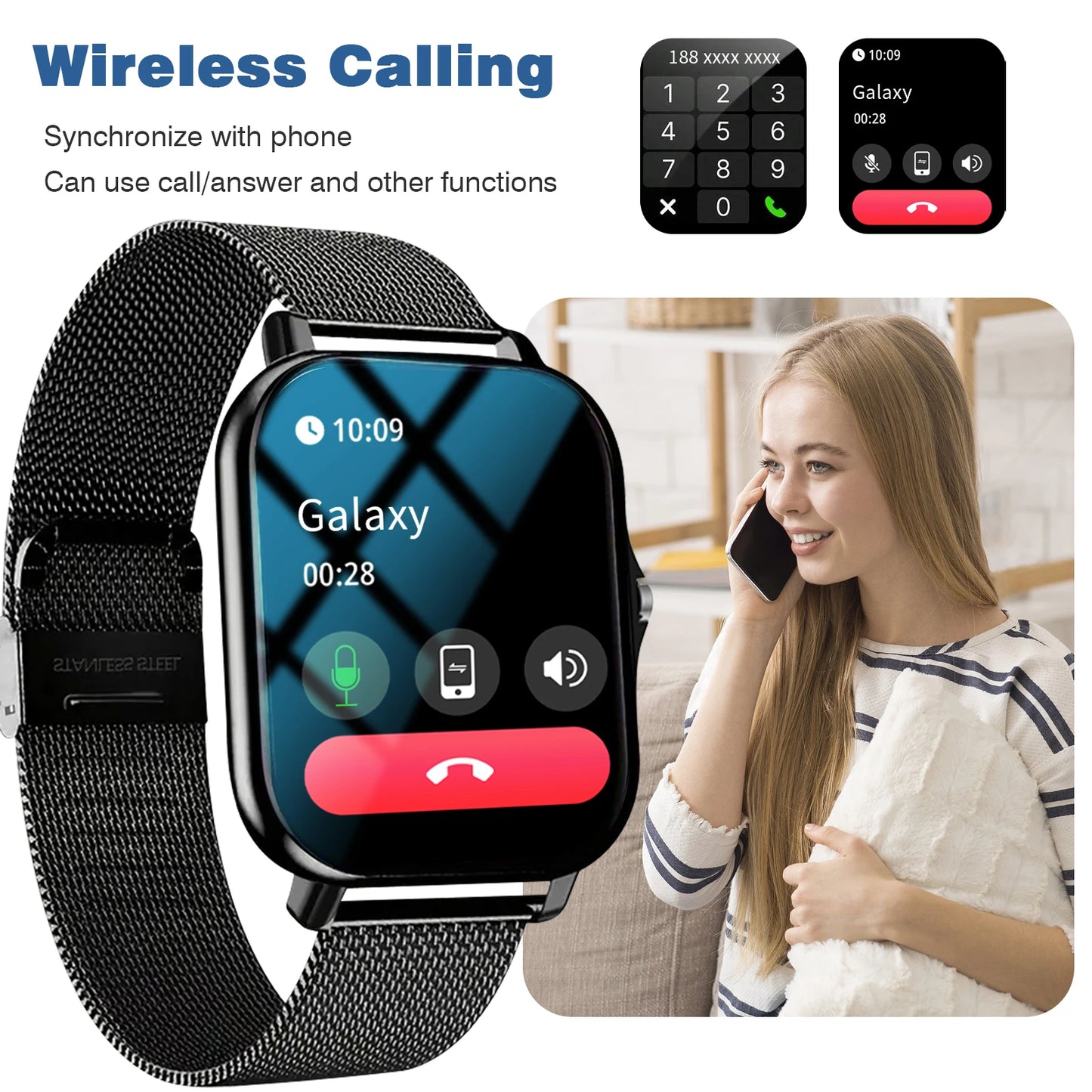 Odelettevcy Smartwatch With Wireless Calling And Notifications