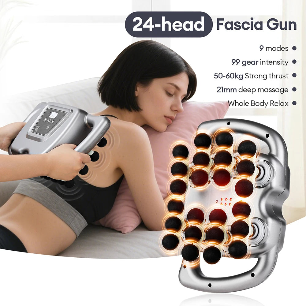 Foreverlily 24 Head Fascia Gun 9 Modes Massage High Frequency