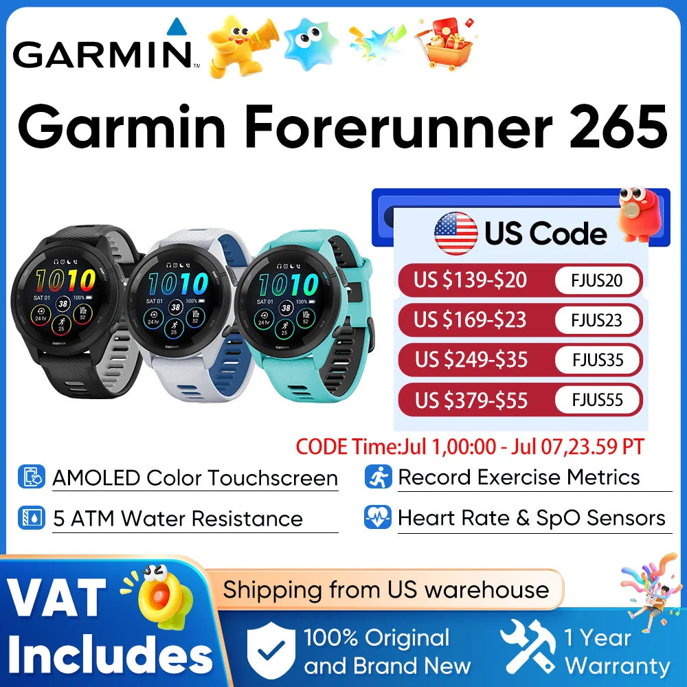 Garmin Forerunner 265 GPS Smartwatch