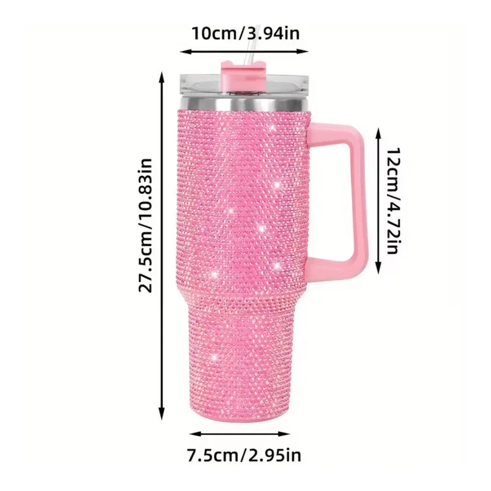 Stainless Steel Insulated Mug With Handle And Straw Lid Double Wall