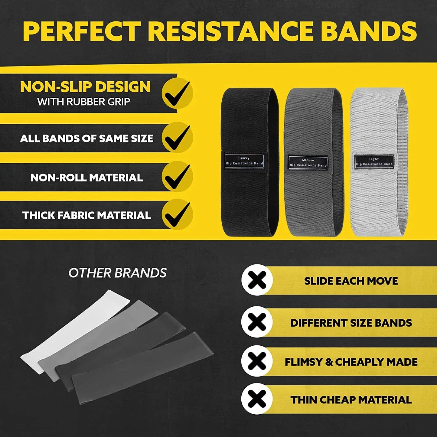 DUTRIEUX Glute Thigh Fabric Resistance Bands Set For Workout