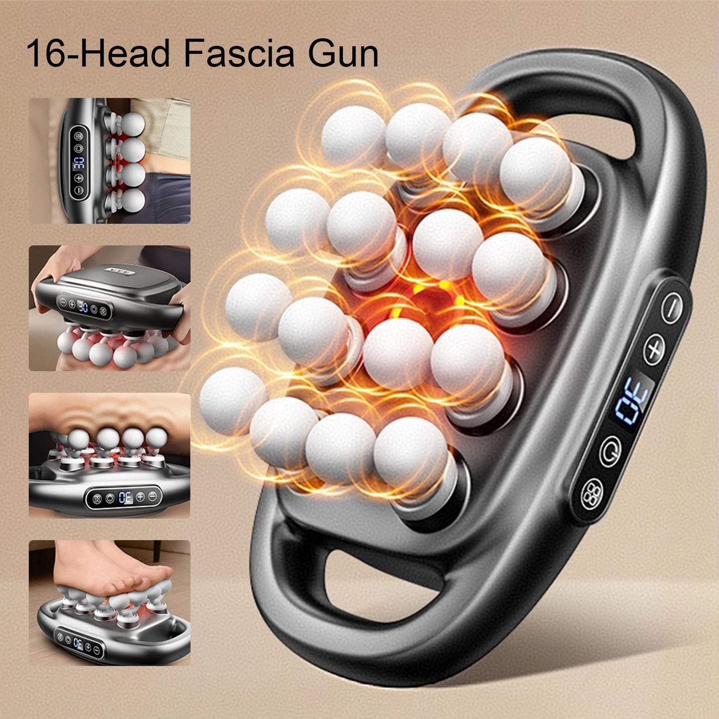 Foreverlily 16 Head Fascia Gun High Frequency Massager For Back
