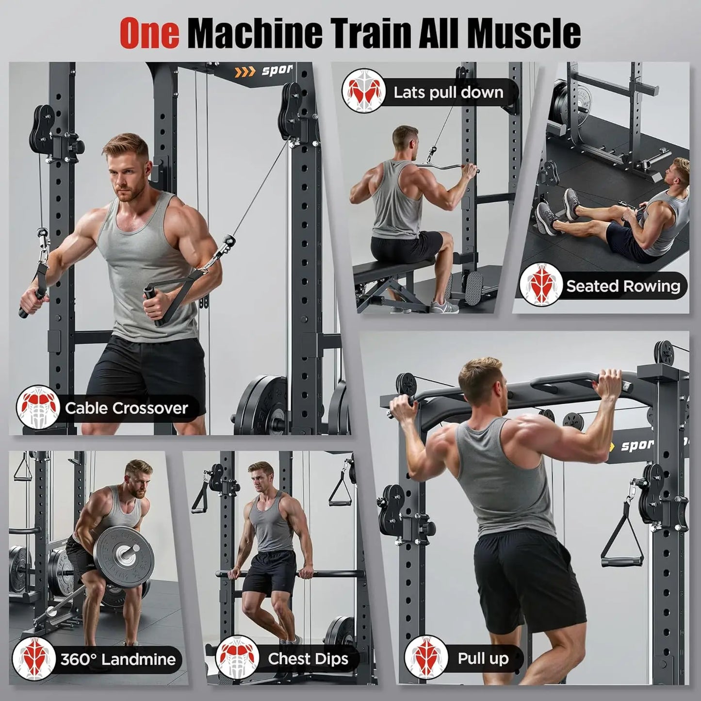 LAT Power Cage And Squat Rack With Pulley System