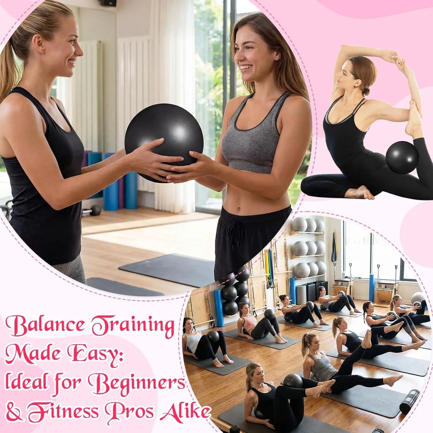 YTYIN Pilates Yoga Ball Set for Stability Training and Stretching