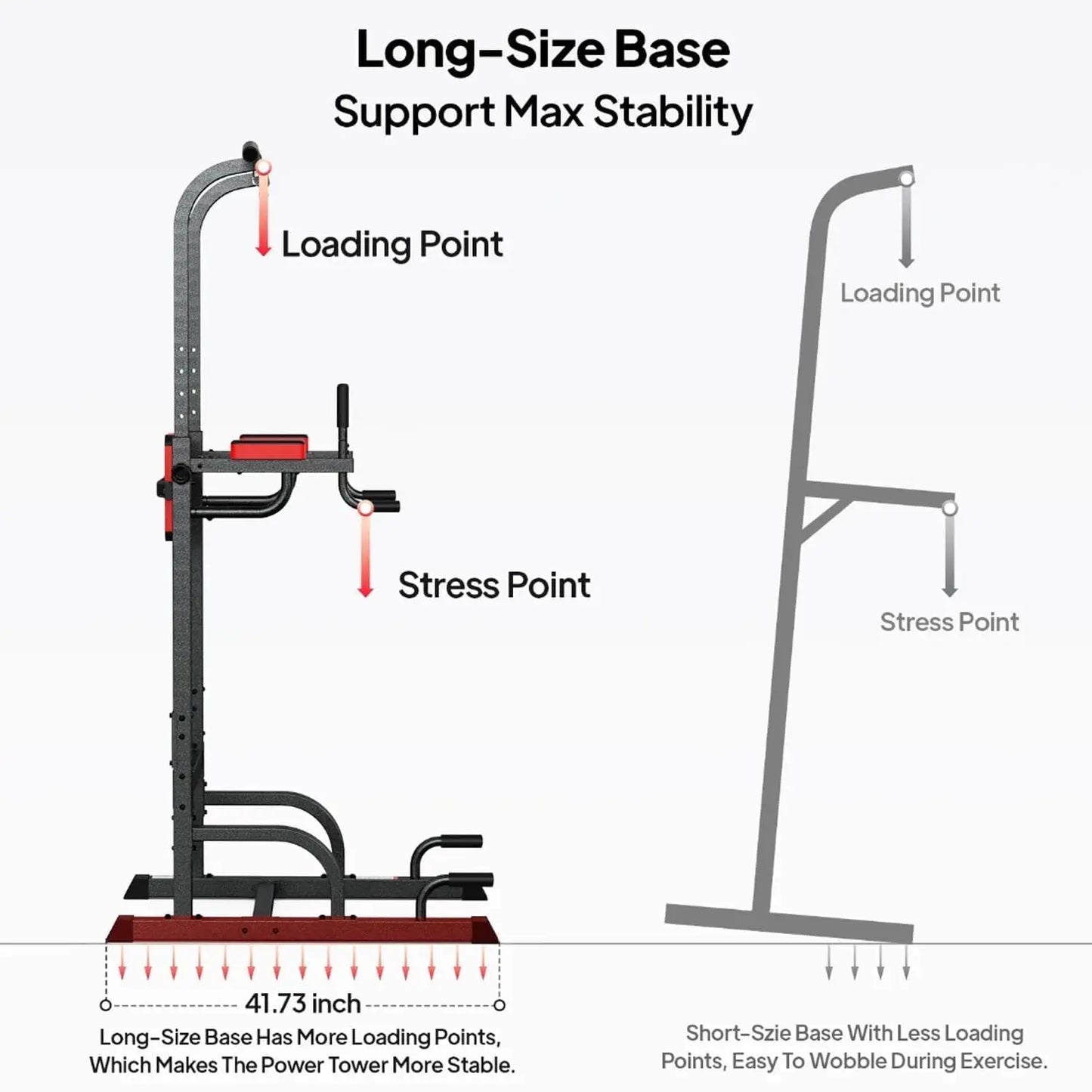 Power Tower Dip Station Adjustable Height Pull Up Bar