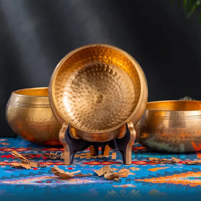 NONED Tibetan Brass Singing Bowl for Sanskrit Yoga Meditation and Healing
