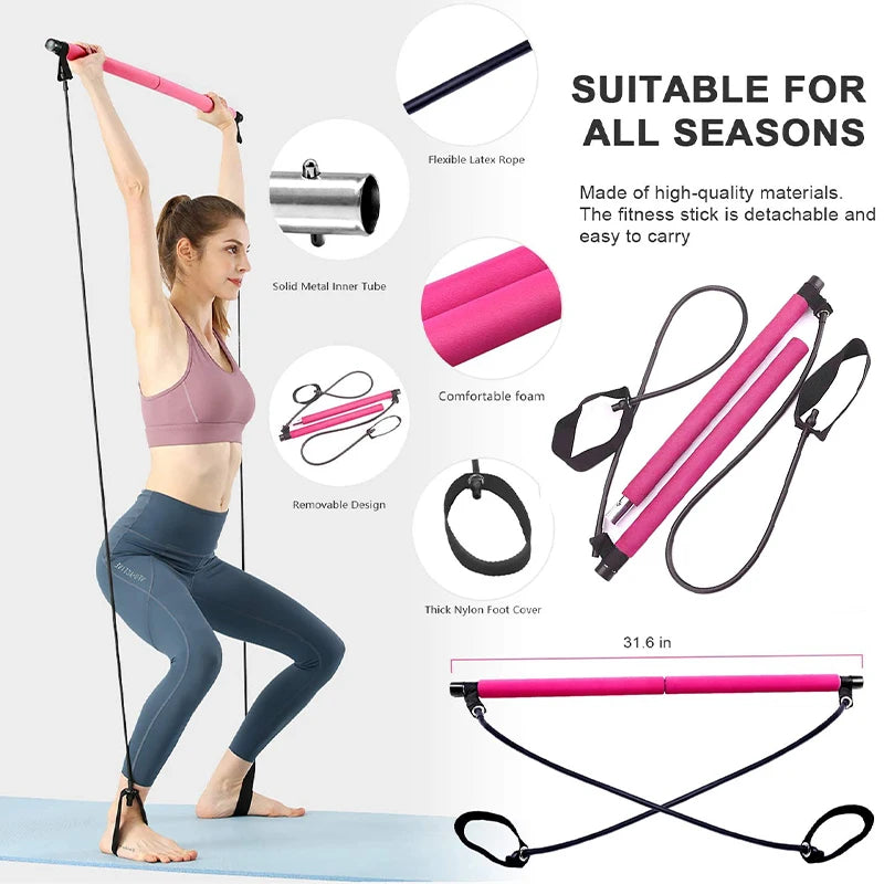 Lingpeng Pilates Bar With Resistance Bands For Yoga And Fitness