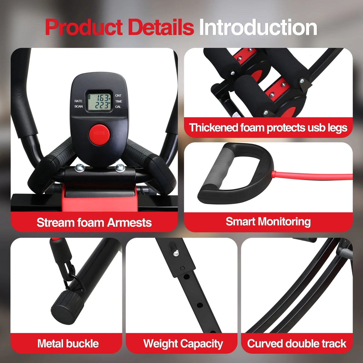Abdominal Curling Exercise Machine Foldable Dual Track Core Training Home Gym