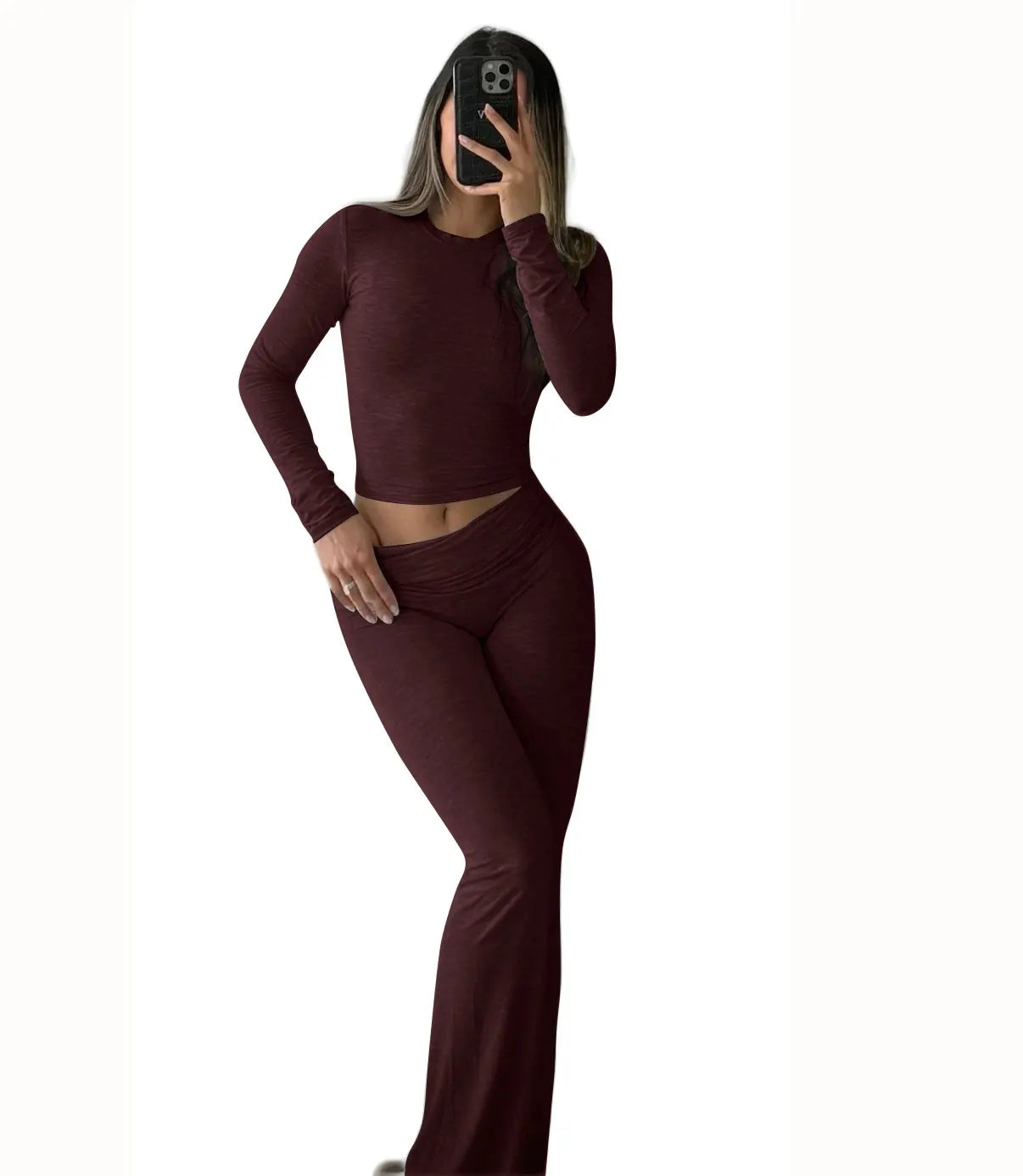 Women's Yoga Two-Piece Long-Sleeve Wide-Leg Active Set