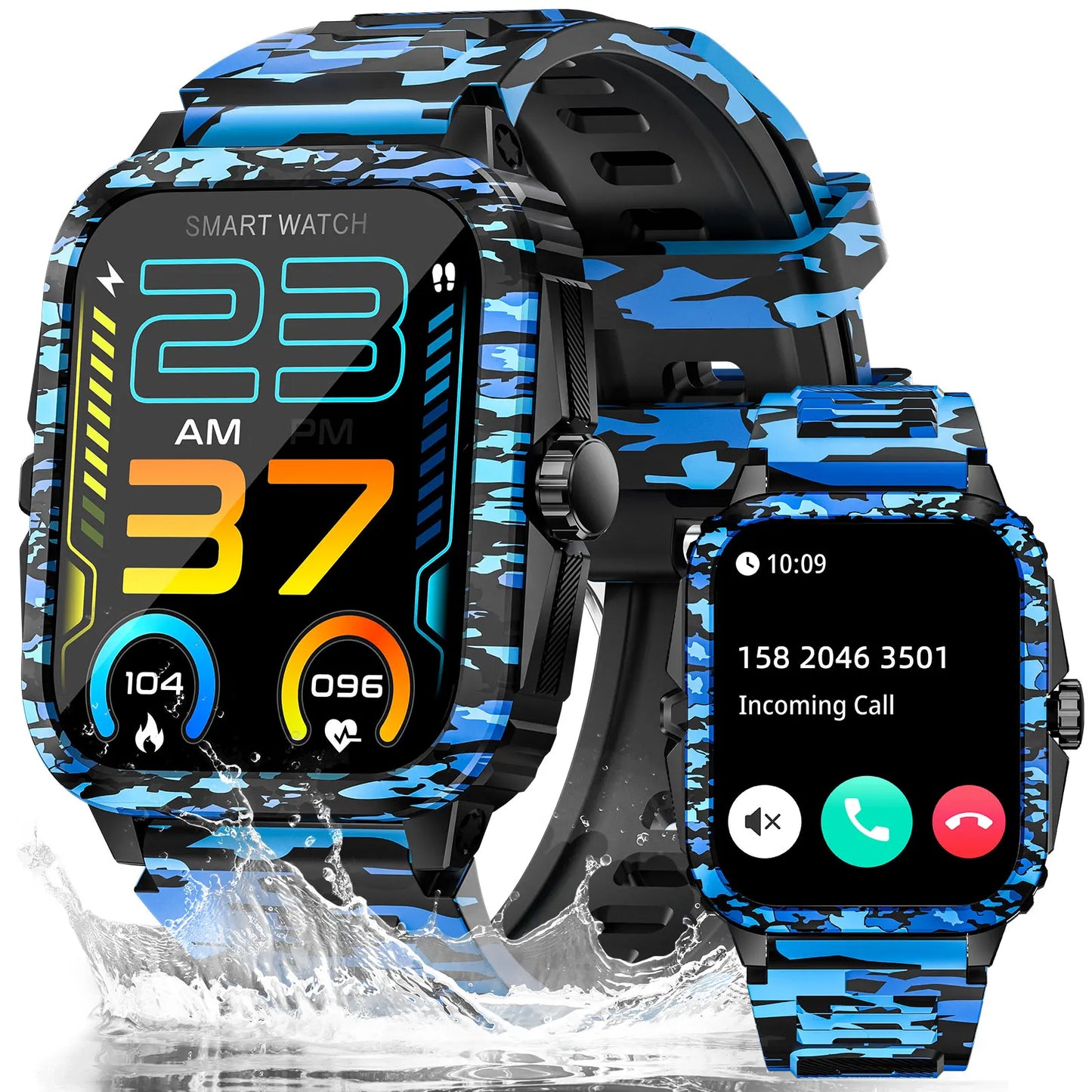 LaNikar Smart Watch 3ATM Waterproof Fitness Tracker Heart Rate Bluetooth