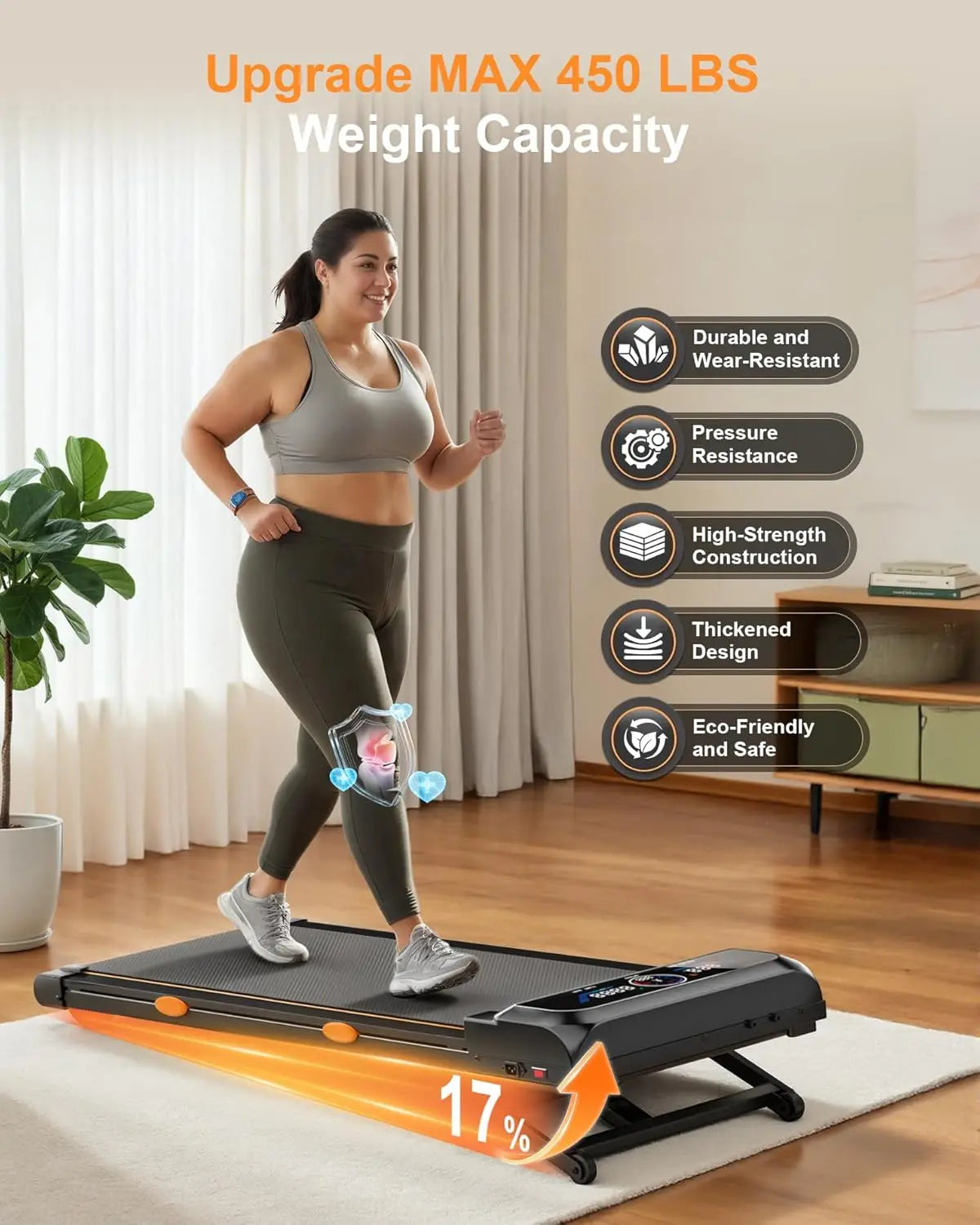 Under Desk Walking Pad Treadmill With Auto Incline And RGB UI Screen