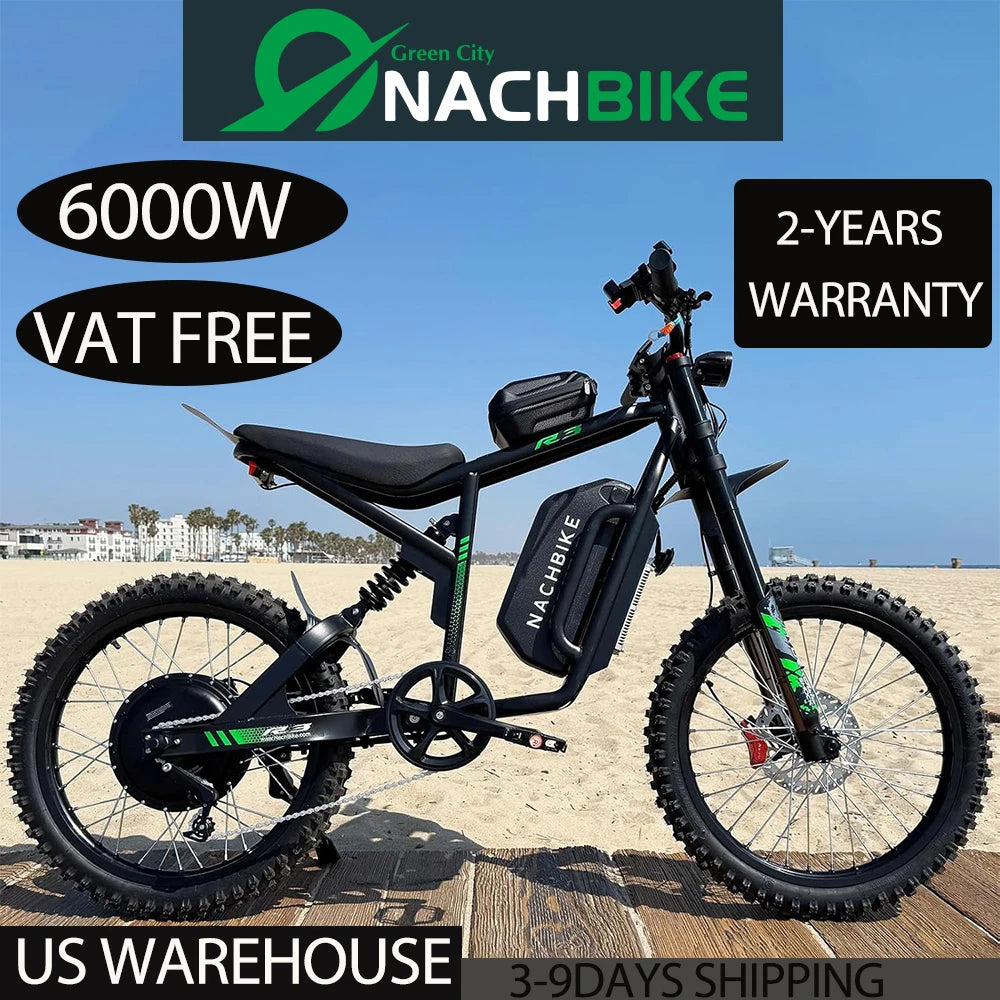 6000W Electric Dirt Bike With 60V 25Ah Battery Dual Suspension