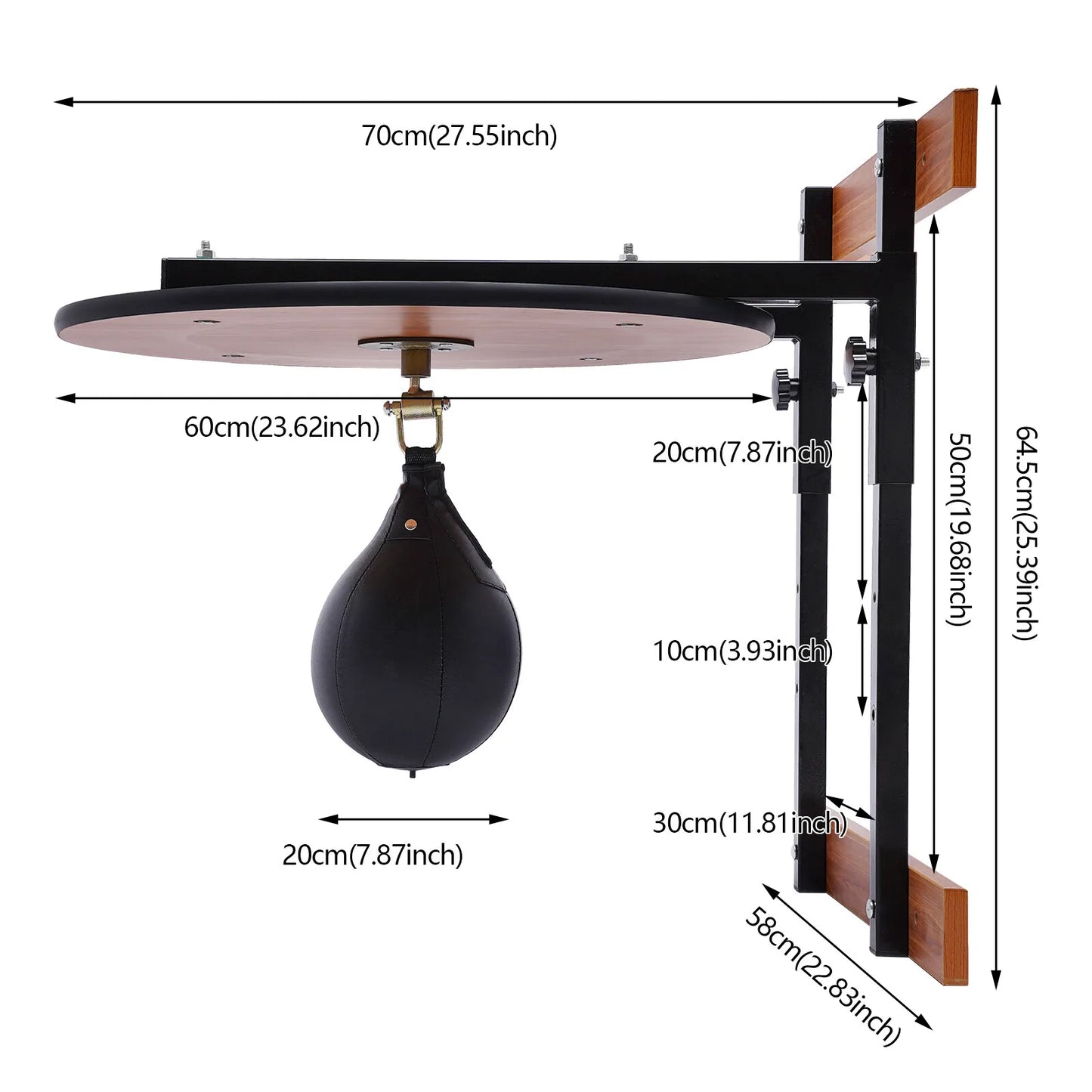 Wall-Mounted Boxing Bag Platform Trainer Kit With Adjustable Speed