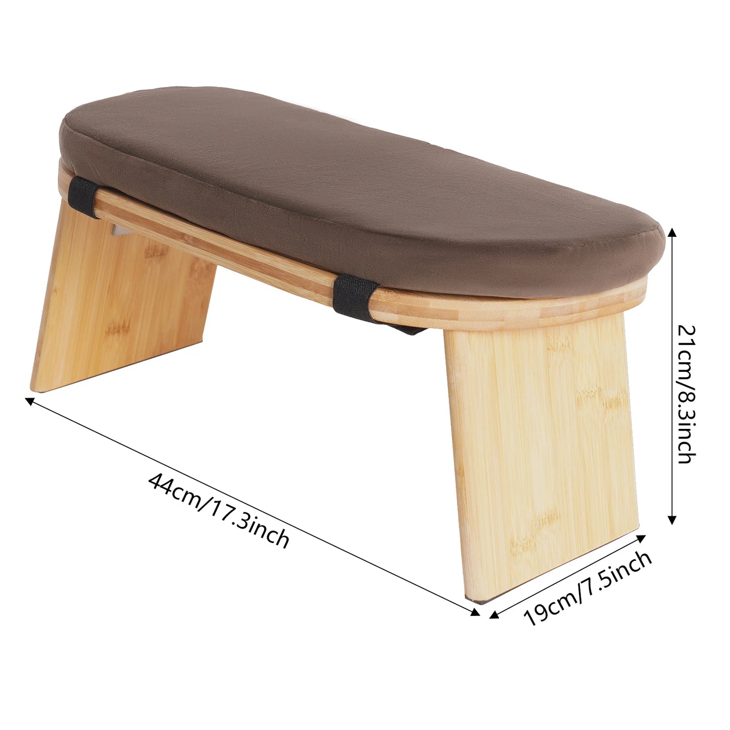 Ergonomic Bamboo Meditation Bench Foldable Stool For Yoga