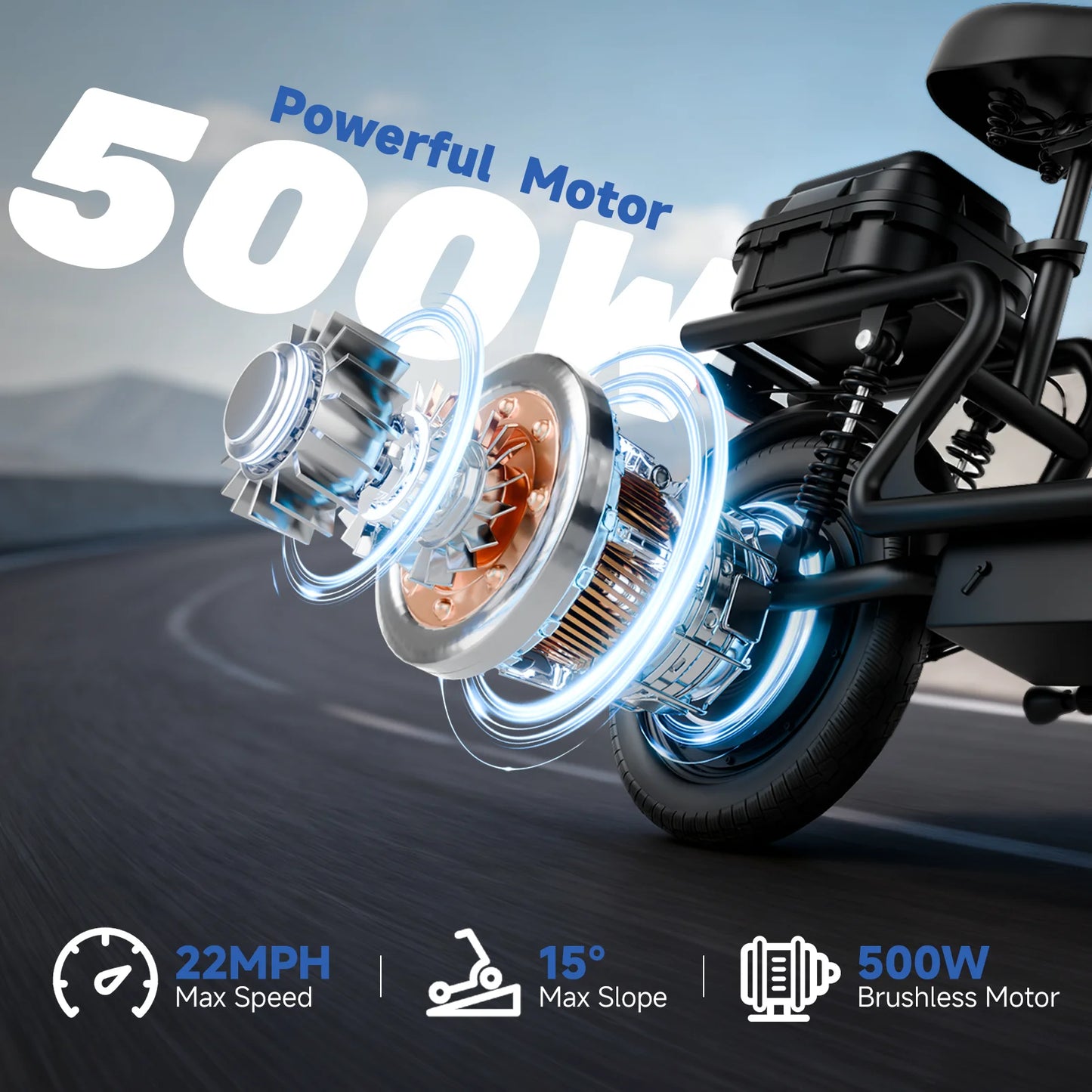 AOVOPRO 500W Foldable Electric Bike 10.4Ah Battery 28 Mile Range