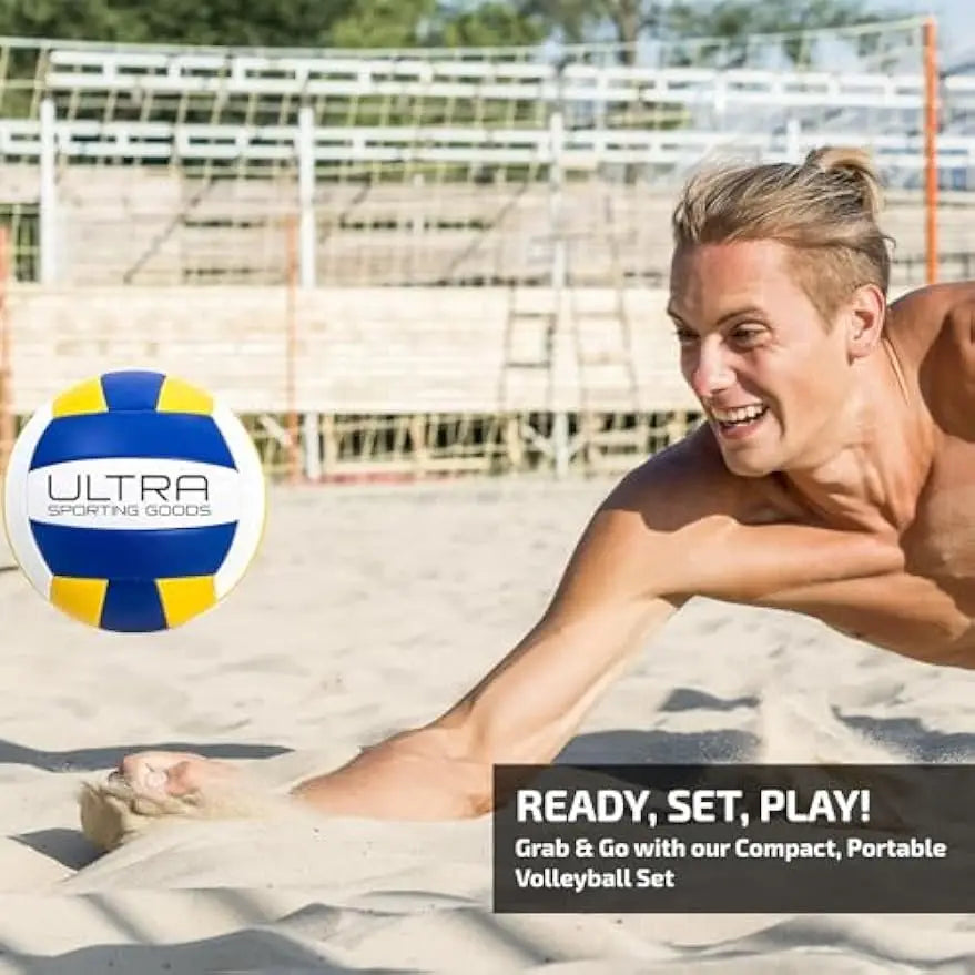 Volleyball Set With Net Poles Ball And Pump For Outdoors