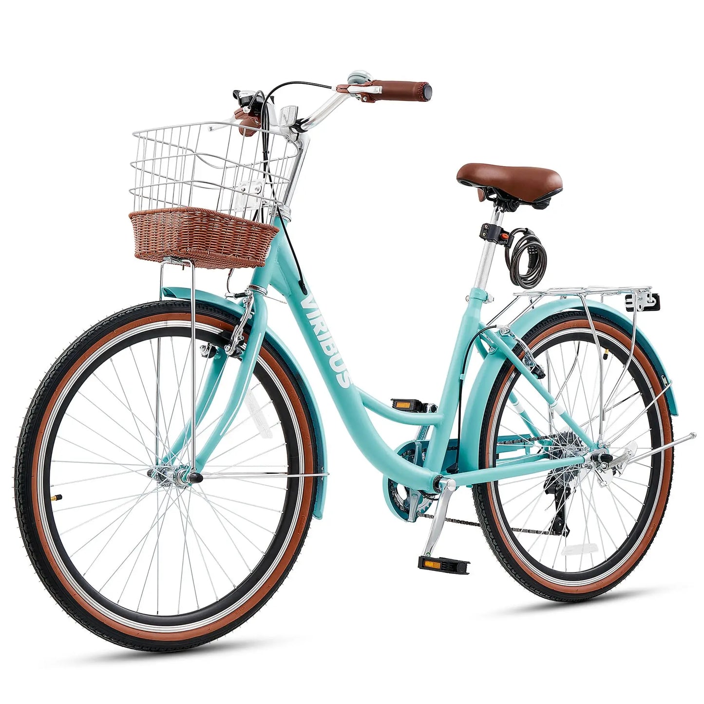 Viribus Womens Cruiser Bike 7 Speed Beach City Commuter Basket
