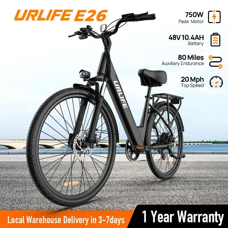 URLIFE Peak 750W E26 Electric Bike For Adults Removable 48V Battery