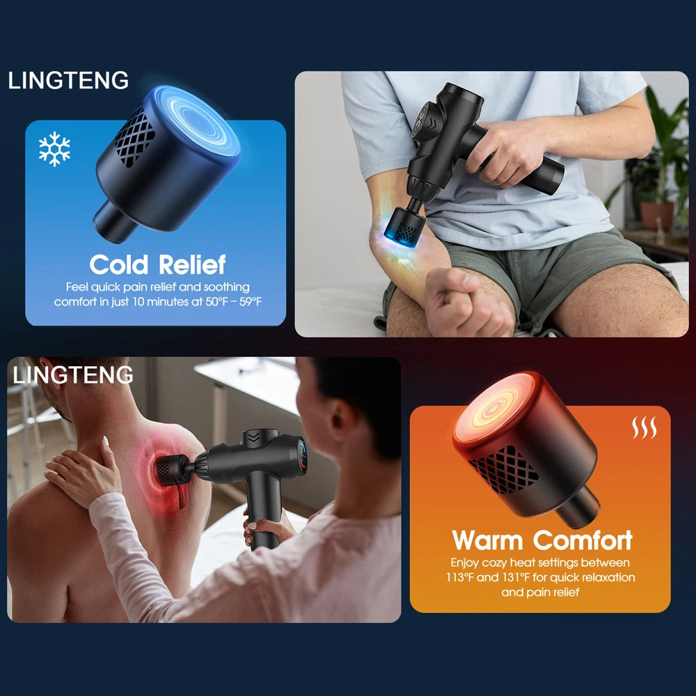 LINGTENG Massage Gun With Hot Cold 7 Heads For Deep Tissue