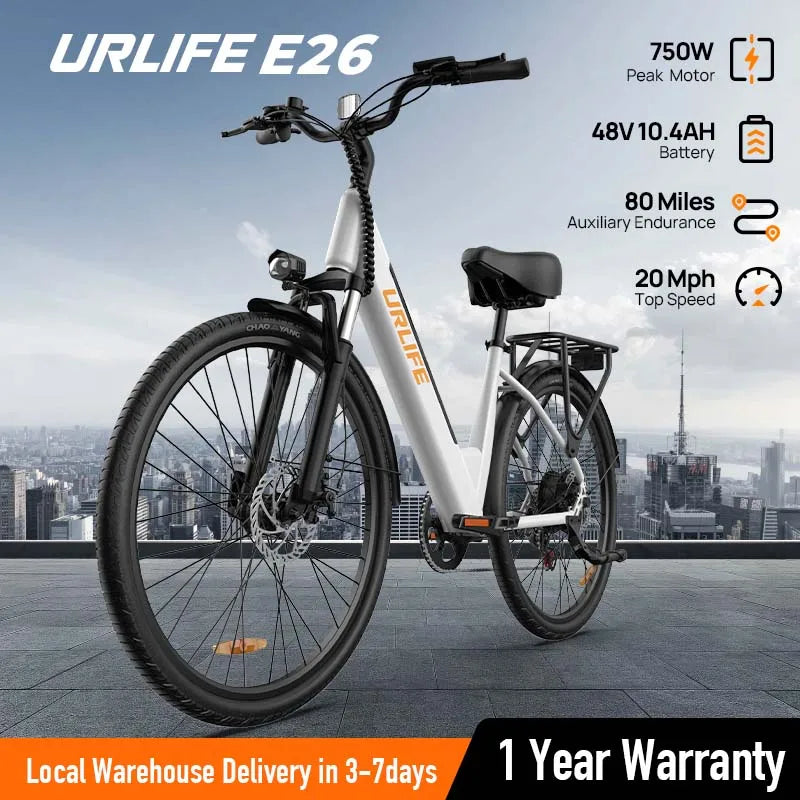 URLIFE Peak 750W E26 Electric Bike For Adults Removable 48V Battery
