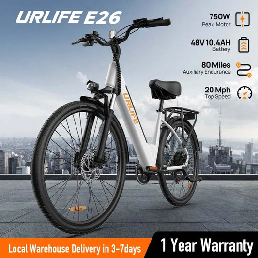 URLIFE Peak 750W E26 Electric Bike For Adults Removable 48V Battery