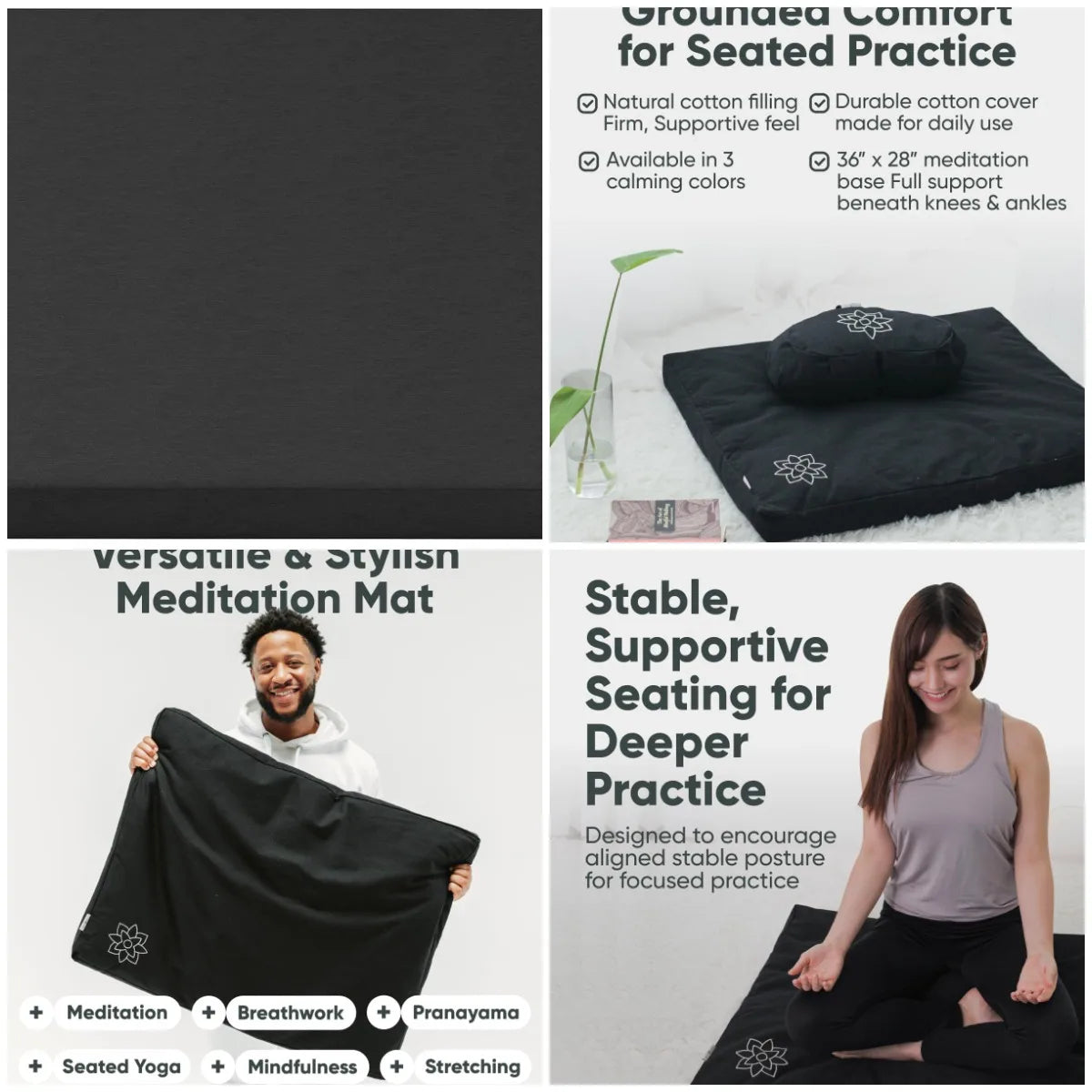 YTYIN Cotton Filled Zabuton Meditation Mat For Comfortable Posture