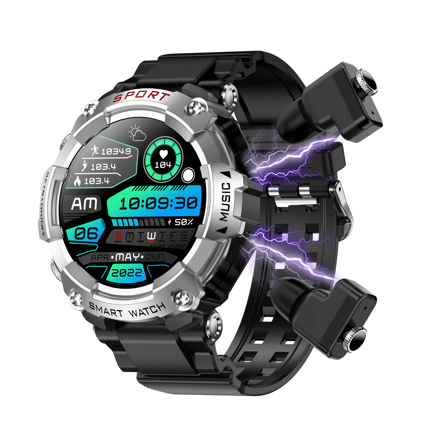 LaNikar Smart Watch AMOLED Display With In-Ear Bluetooth Headset