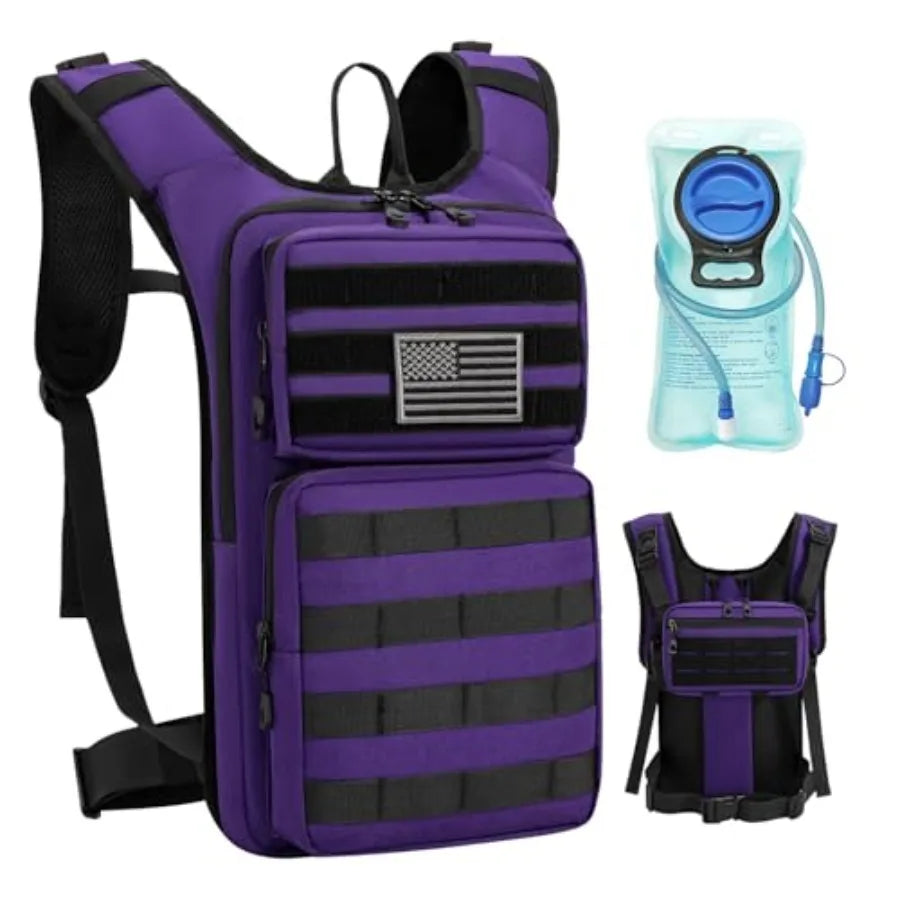 Tactical Hydration Backpack With Front Pouch And Water Bladder