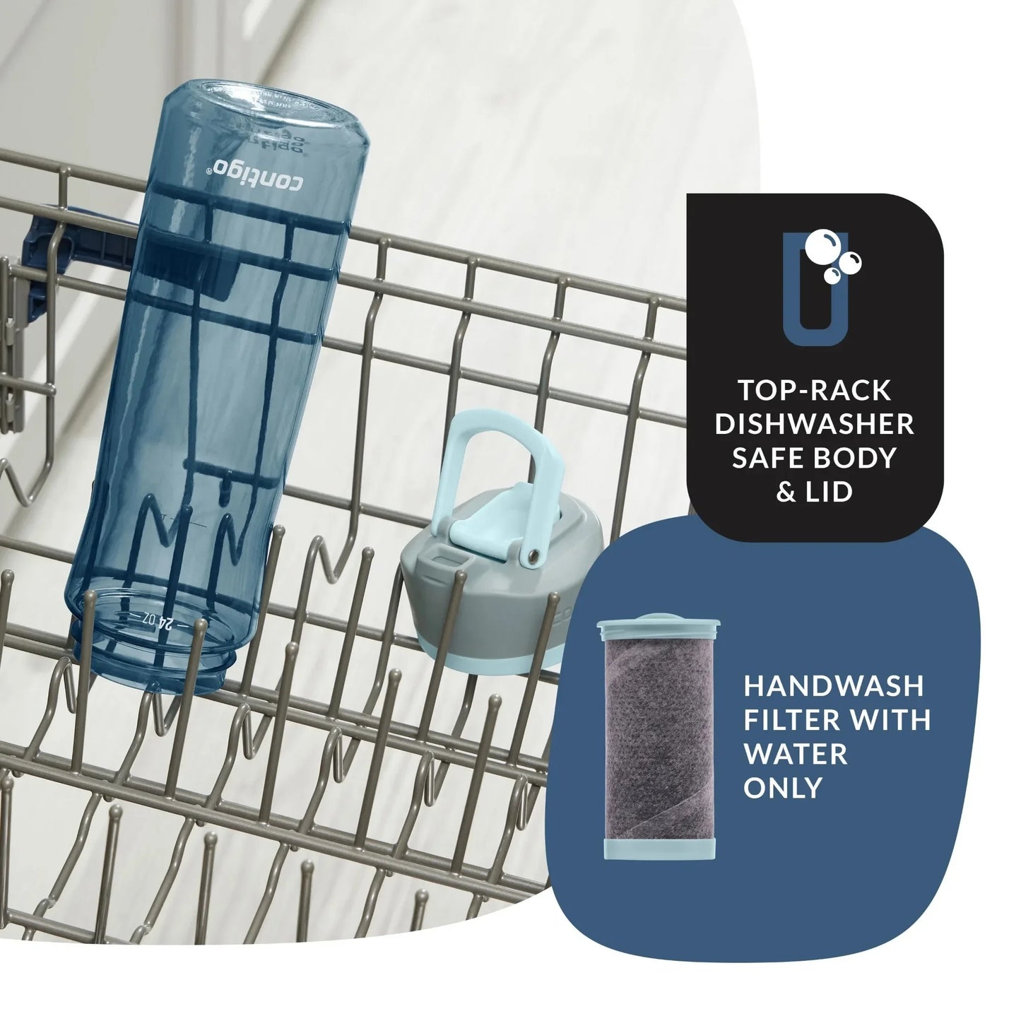Filtered Water Bottle With Integrated Handle And Cap