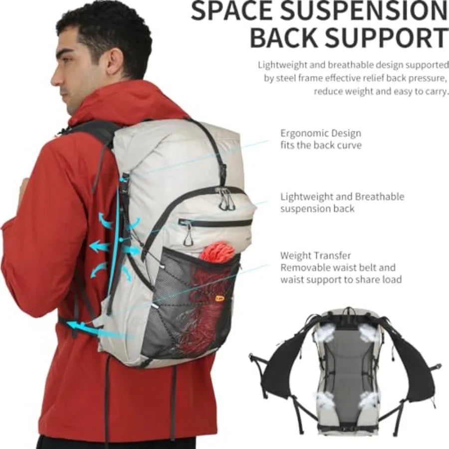 Hiking Backpack Waterproof Unisex With Hydration Bladder And Rain Cover