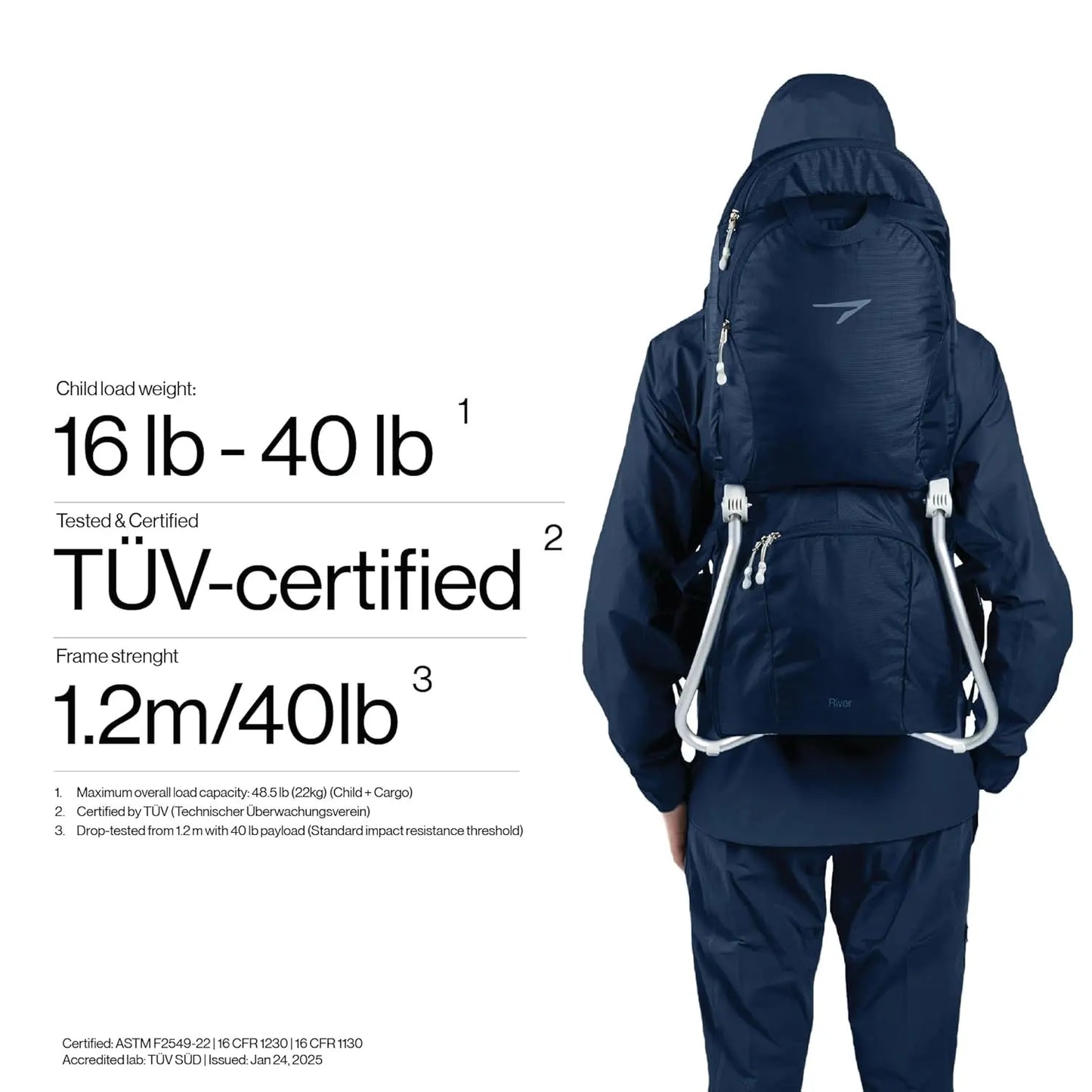 Baby Hiking Carrier With Gravity Lock Hard Shell Frame Sunshade